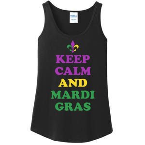 Keep Calm And Mardi Gras Festive Ladies Essential Tank