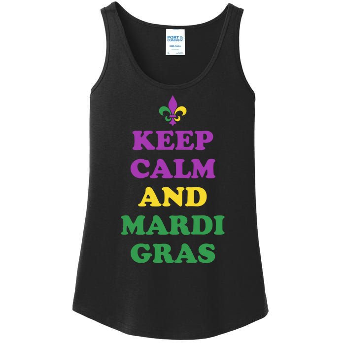 Keep Calm And Mardi Gras Festive Ladies Essential Tank