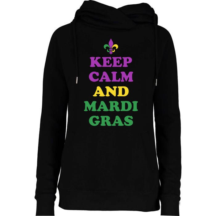 Keep Calm And Mardi Gras Festive Womens Funnel Neck Pullover Hood