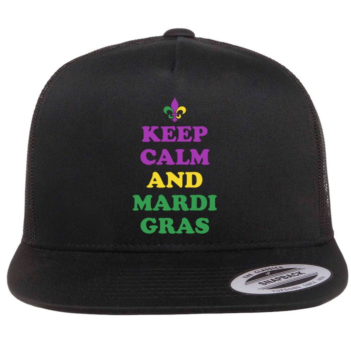 Keep Calm And Mardi Gras Festive Flat Bill Trucker Hat