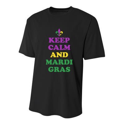 Keep Calm And Mardi Gras Festive Youth Performance Sprint T-Shirt