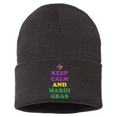 Keep Calm And Mardi Gras Festive Sustainable Knit Beanie