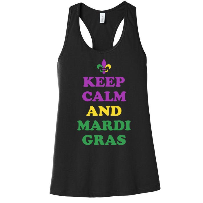 Keep Calm And Mardi Gras Festive Women's Racerback Tank