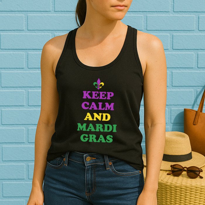 Keep Calm And Mardi Gras Festive Womens Tank Top