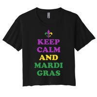 Keep Calm And Mardi Gras Festive Women's Crop Top Tee