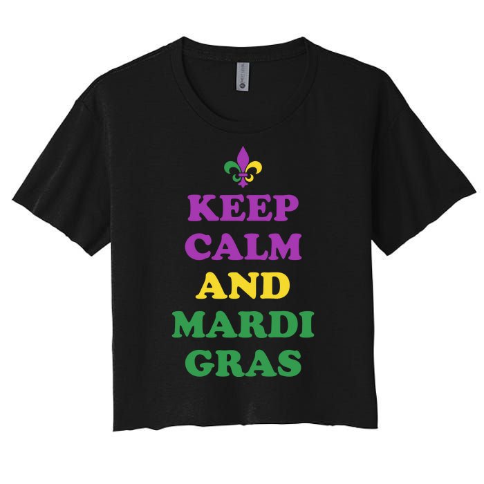 Keep Calm And Mardi Gras Festive Women's Crop Top Tee