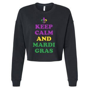 Keep Calm And Mardi Gras Festive Cropped Pullover Crew