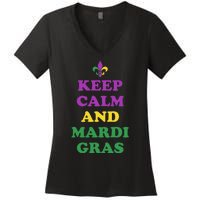 Keep Calm And Mardi Gras Festive Women's V-Neck T-Shirt