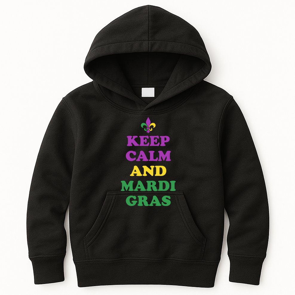 Keep Calm And Mardi Gras Festive Kids Hoodie