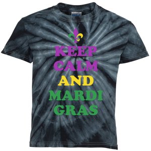 Keep Calm And Mardi Gras Festive Kids Tie-Dye T-Shirt