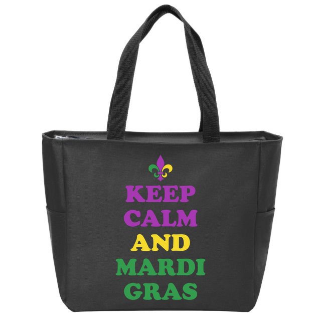 Keep Calm And Mardi Gras Festive Zip Tote Bag