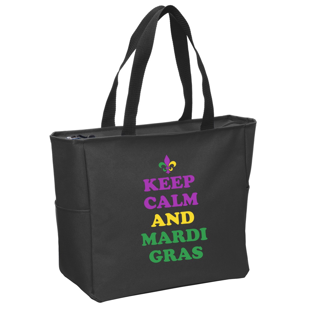 Keep Calm And Mardi Gras Festive Zip Tote Bag