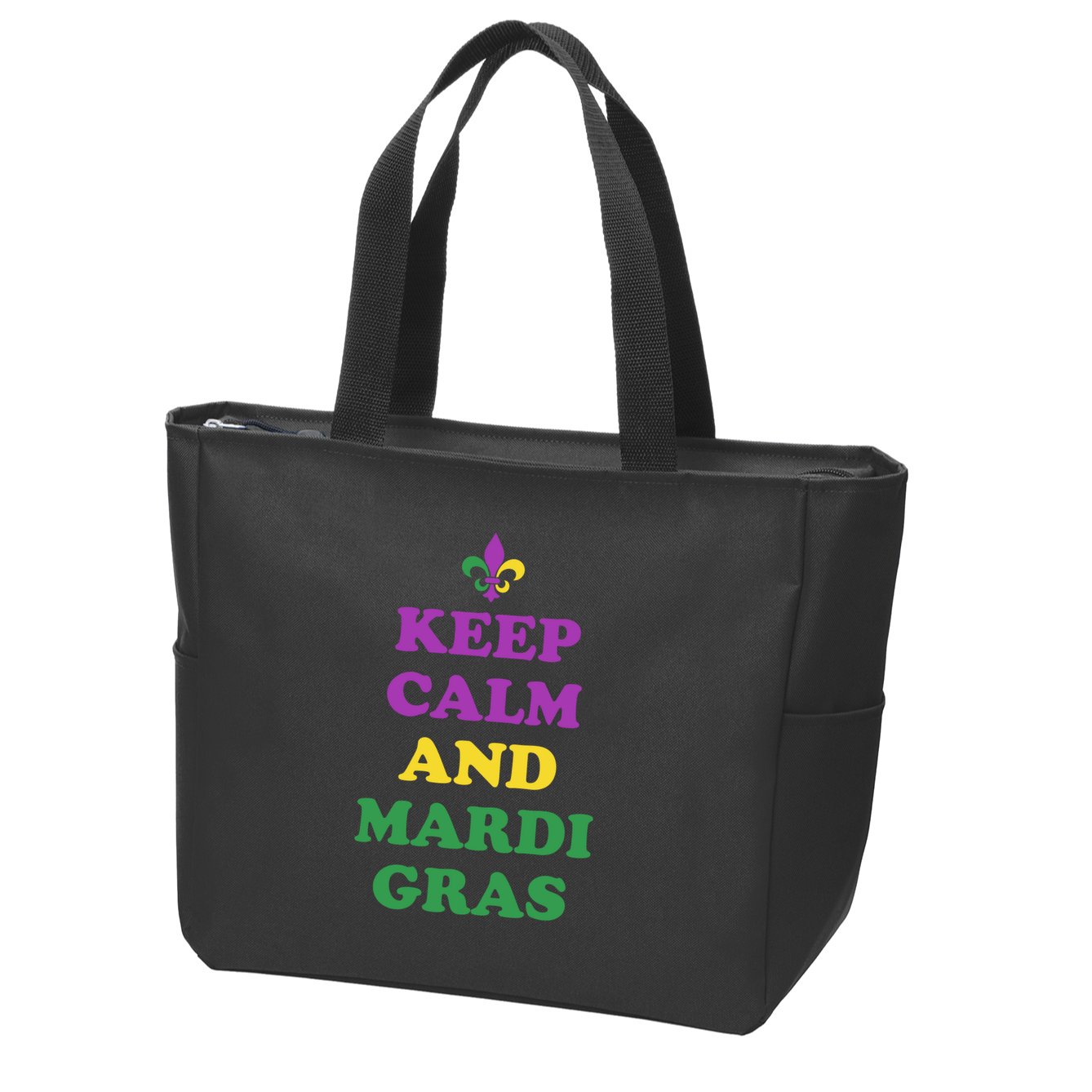 Keep Calm And Mardi Gras Festive Zip Tote Bag