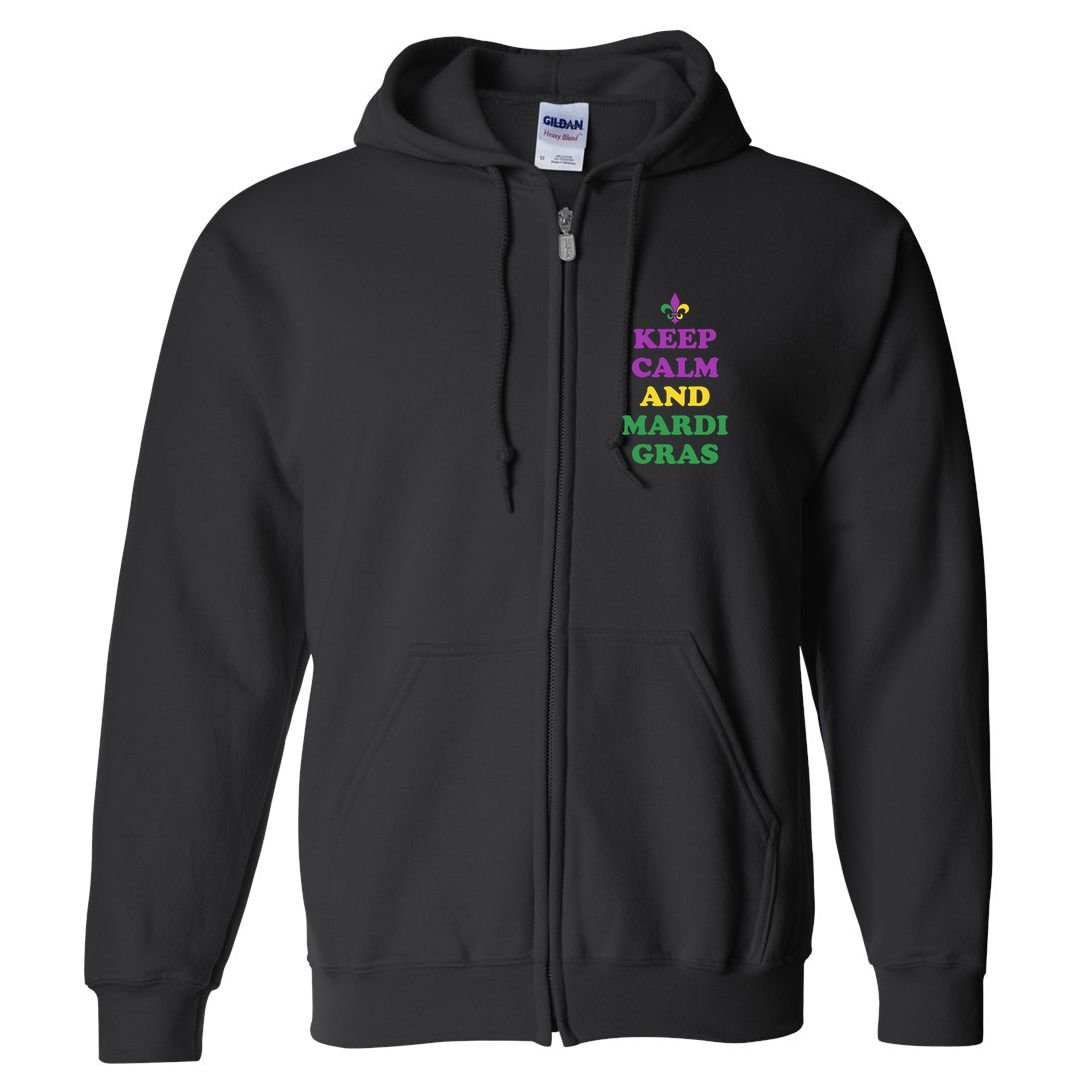 Keep Calm And Mardi Gras Festive Full Zip Hoodie