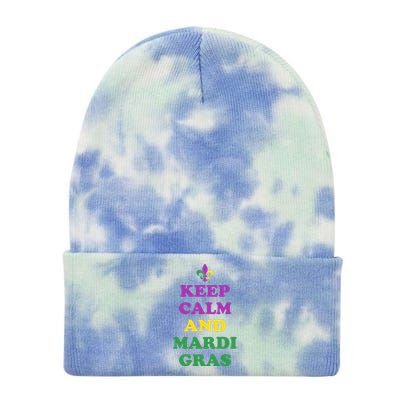 Keep Calm And Mardi Gras Festive Tie Dye 12in Knit Beanie