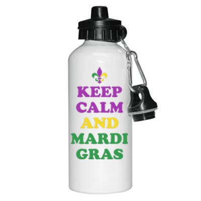 Keep Calm And Mardi Gras Festive Aluminum Water Bottle 