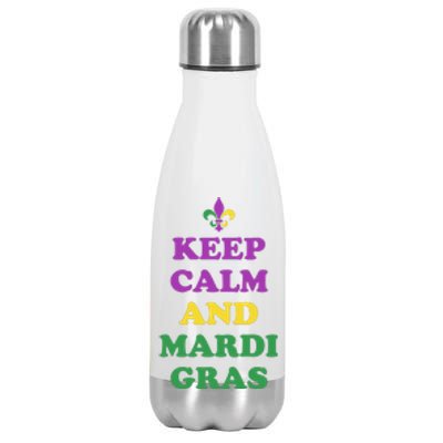 Keep Calm And Mardi Gras Festive Stainless Steel Insulated Water Bottle