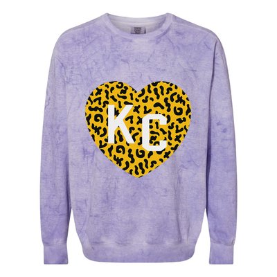 Kc Cheetah Animal Print Heart Kc Kansas City Cheetah Heart Colorblast Crewneck Sweatshirt