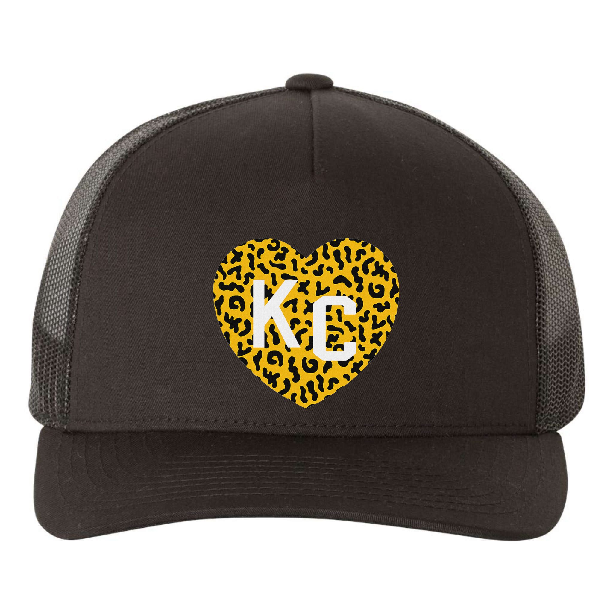 Kc Cheetah Animal Print Heart Kc Kansas City Cheetah Heart Yupoong Adult 5-Panel Trucker Hat