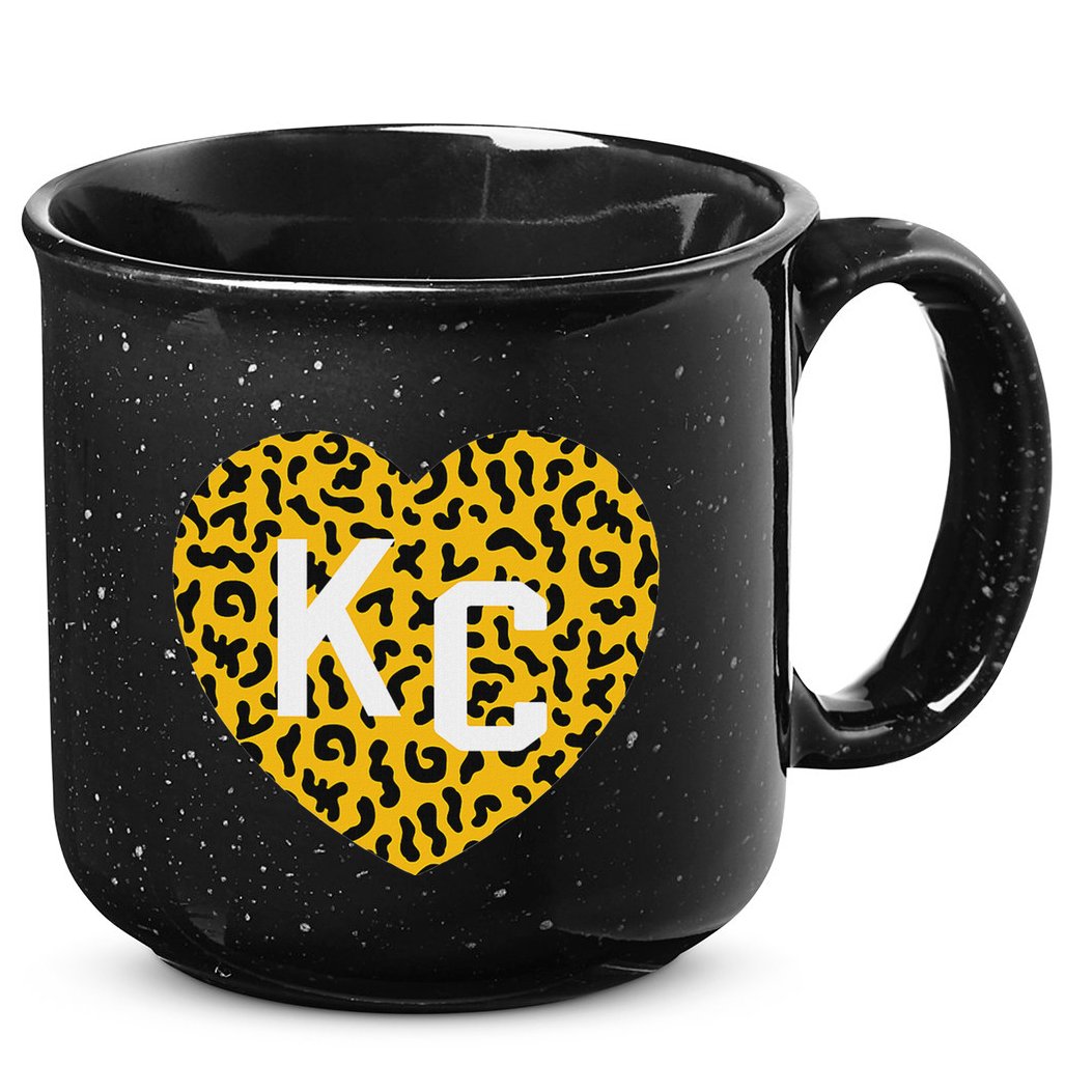 Kc Cheetah Animal Print Heart Kc Kansas City Cheetah Heart 15oz Campfire Ceramic Mug
