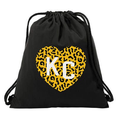 Kc Cheetah Animal Print Heart Kc Kansas City Cheetah Heart Drawstring Bag