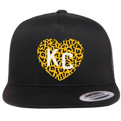 Kc Cheetah Animal Print Heart Kc Kansas City Cheetah Heart Flatbill Hat