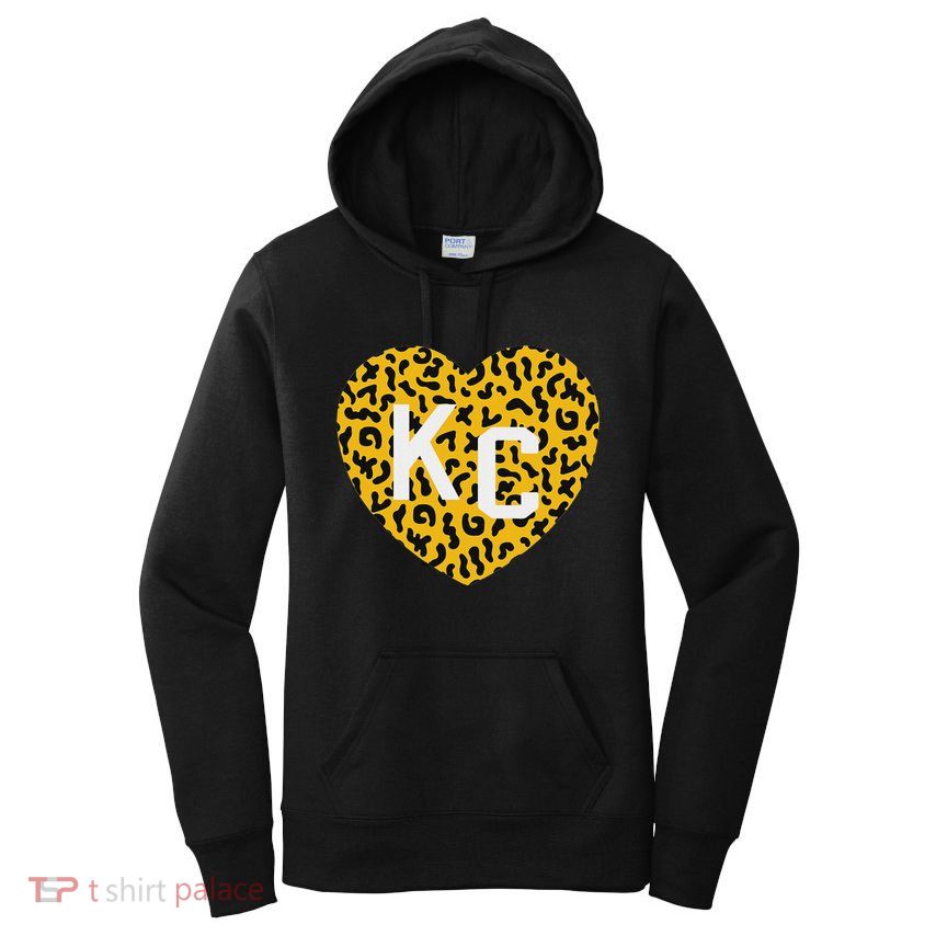 Kc Cheetah Animal Print Heart Kc Kansas City Cheetah Heart Women's Pullover Hoodie