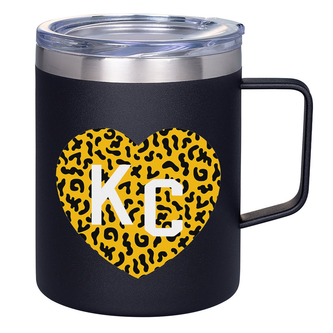 Kc Cheetah Animal Print Heart Kc Kansas City Cheetah Heart 12oz Stainless Steel Coffee Mug