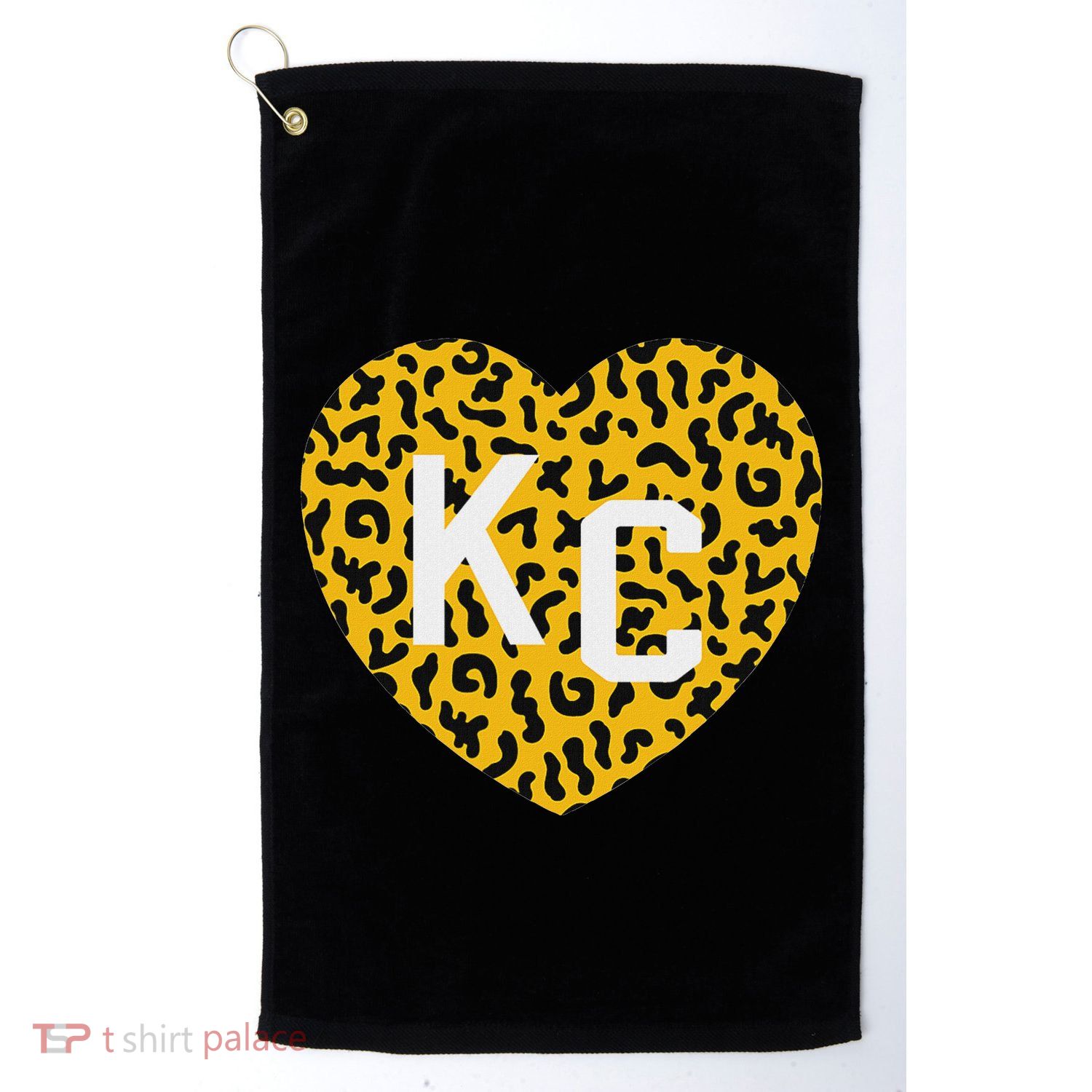 Kc Cheetah Animal Print Heart Kc Kansas City Cheetah Heart Golf Towel