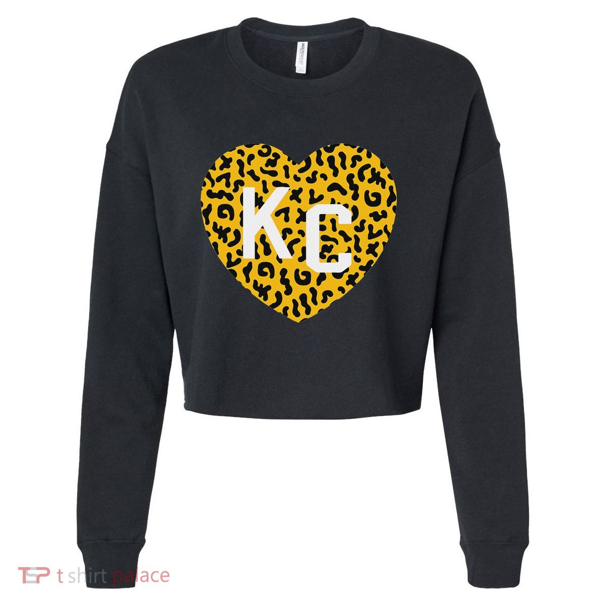 Kc Cheetah Animal Print Heart Kc Kansas City Cheetah Heart Cropped Pullover Crew