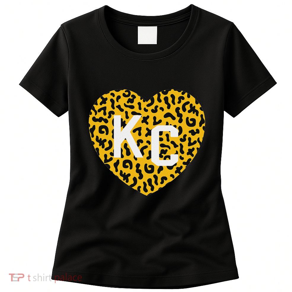 Kc Cheetah Animal Print Heart Kc Kansas City Cheetah Heart Womens T-Shirt