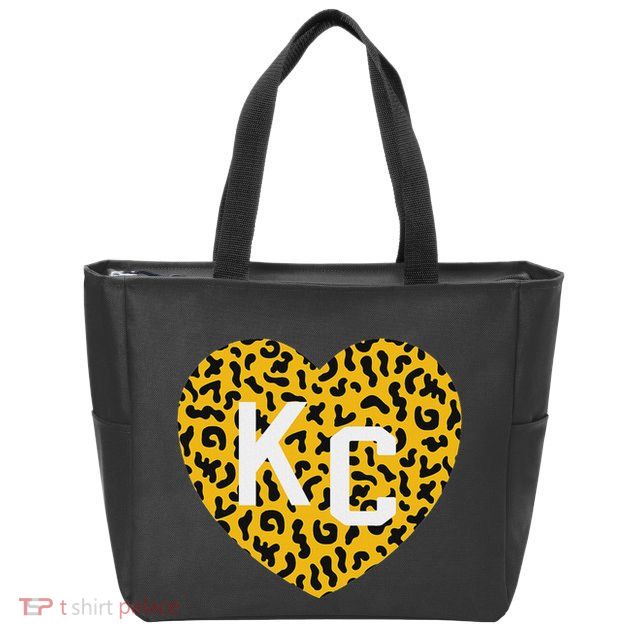 Kc Cheetah Animal Print Heart Kc Kansas City Cheetah Heart Zip Tote Bag