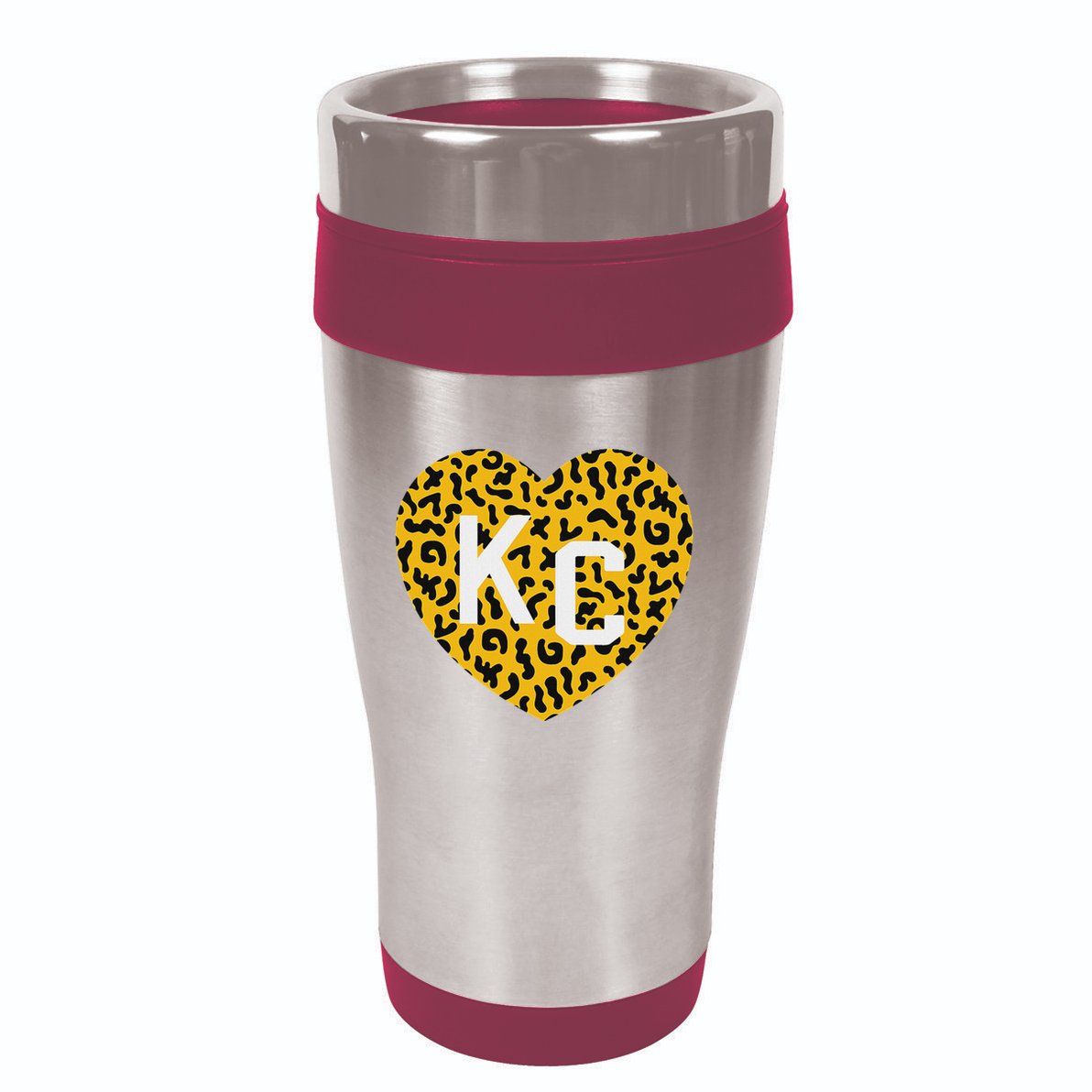Kc Cheetah Animal Print Heart Kc Kansas City Cheetah Heart 16oz Travel Tumbler