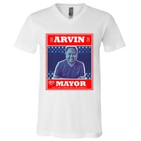 Kapu Coffee Arvin For Mayor V-Neck T-Shirt