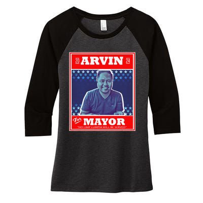 Kapu Coffee Arvin For Mayor Women's Tri-Blend 3/4-Sleeve Raglan Shirt