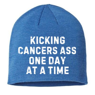 Kicking Cancers Ass One Day At A Time Colorectal Cancer Cool Gift Sustainable Beanie