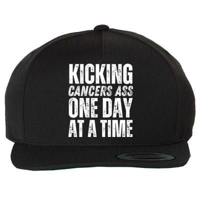 Kicking CancerS Ass One Day At A Time Anti Cancer Funny Funny Gift Wool Snapback Cap