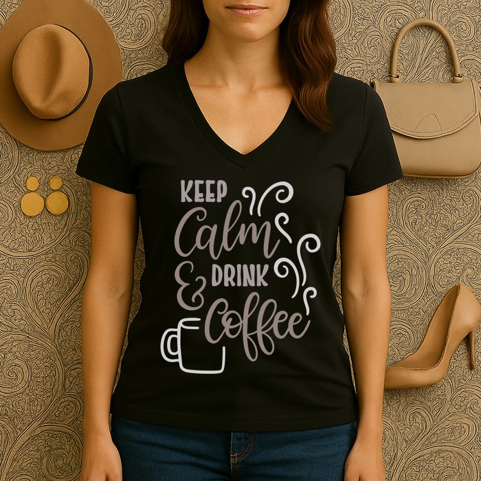 Keep Calm And Drink Coffee Women's V-Neck T-Shirt