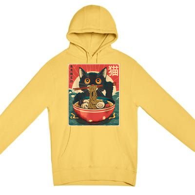 Kawaii Cat Anime Gifts Cat Ramen Graphic Japanese Funny Premium Pullover Hoodie