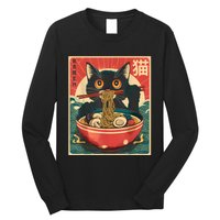 Kawaii Cat Anime Gifts Cat Ramen Graphic Japanese Funny Long Sleeve Shirt