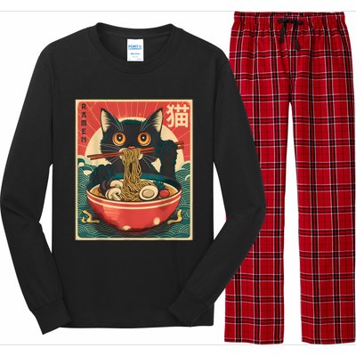 Kawaii Cat Anime Gifts Cat Ramen Graphic Japanese Funny Long Sleeve Pajama Set