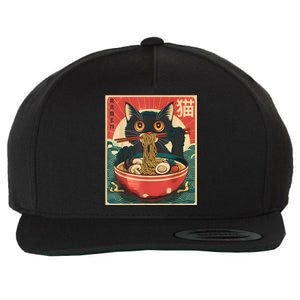 Kawaii Cat Anime Gifts Cat Ramen Graphic Japanese Funny Wool Snapback Cap