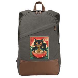 Kawaii Cat Anime Gifts Cat Ramen Graphic Japanese Funny Cotton Canvas Backpack