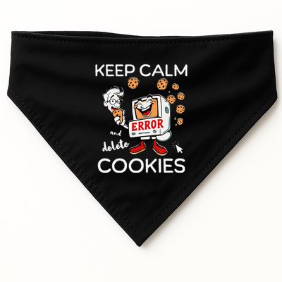 Keep Calm And Delete Cookies Funny Tech Meme Design USA-Made Doggie Bandana