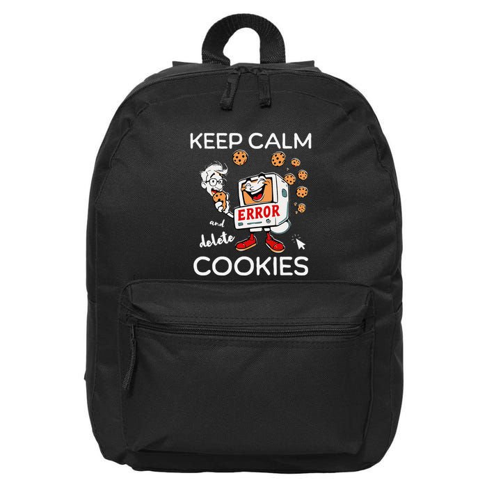 Keep Calm And Delete Cookies Funny Tech Meme Design 16 in Basic Backpack