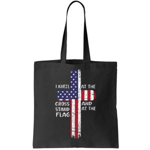 Kneel Cross At The Cross Memorial Day Never Forget Veteran Tote Bag