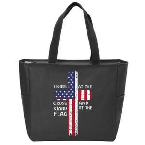 Kneel Cross At The Cross Memorial Day Never Forget Veteran Zip Tote Bag