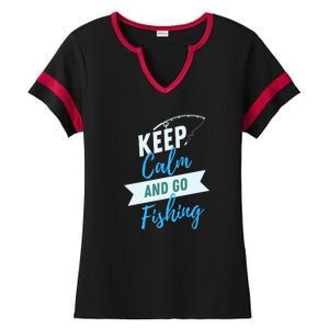 Keep Calm And Go Fishing Ladies Halftime Notch Neck Tee