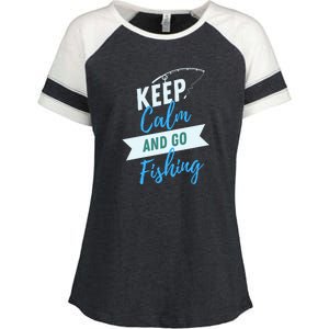 Keep Calm And Go Fishing Enza Ladies Jersey Colorblock Tee