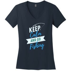 Keep Calm And Go Fishing Women's V-Neck T-Shirt